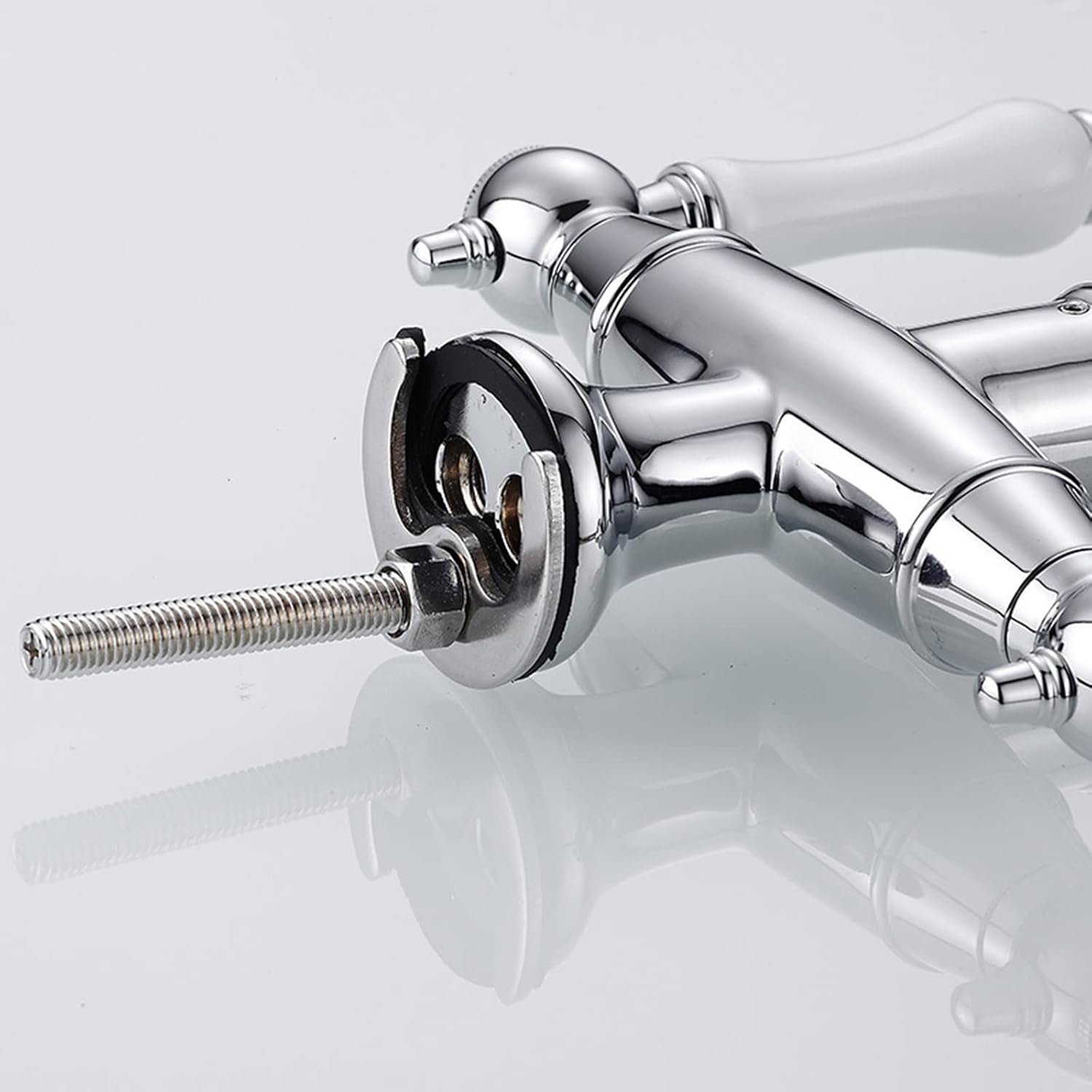 Kitchen Faucet Brass Chrome 2 Handle Sink Deck Mounted Hot and Cold Water Faucets 360° Rotation Commercial Taps, European Style Economic