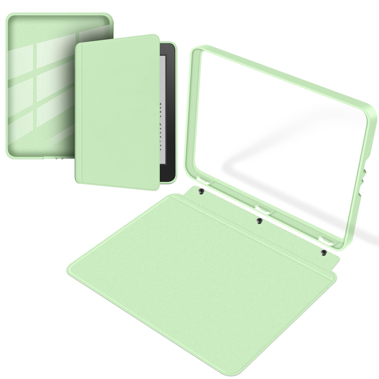 Funda protectora desmontable para Kindle Paperwhite de 6.8 pulgadas (11ª generación-versión 2021), carcasa trasera transparente ultra transparente, función de encendido y apagado automático, color — view 14