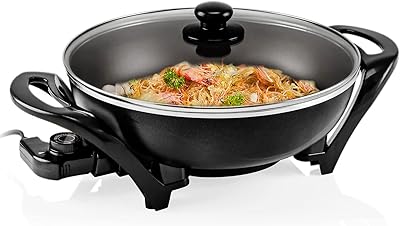 Electric Skillet with Nonstick Coated Surface - for Roast Fry Steam (13 Inch)