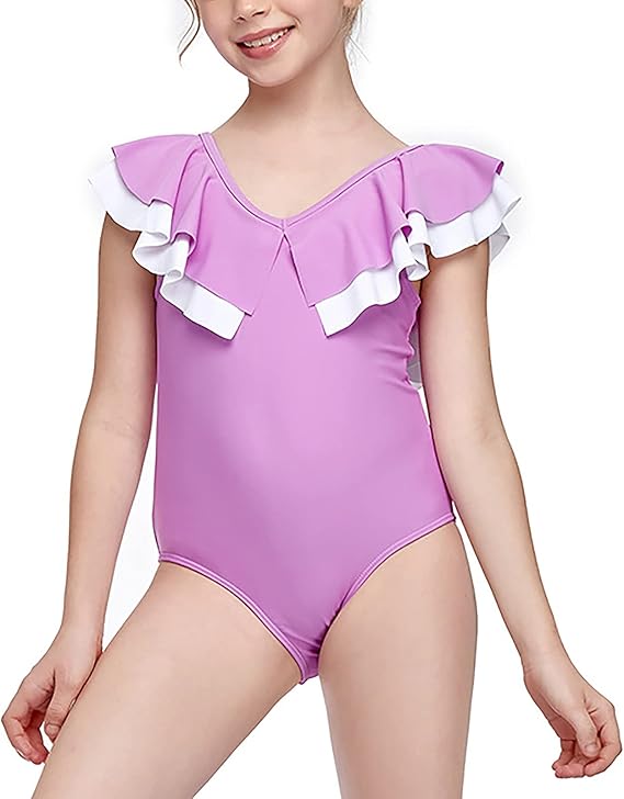 Amazon Co Jp 水着 女の子 キッズ ワンピース ビキニ スクール水着 ダブルフリル 子供水着 ラッシュガード スイムウエア ビーチウエア プール 海水浴 温泉 水遊び パープル ファッション