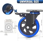 5 Roues de Roue de Inch, Roulettes 4 Frein lourd, Roulettes à double verrouillage de sécurité, Roues sans bruit avec mousse de polyuréthane, charge 2400LBS (Deux kits de matériel inclus)