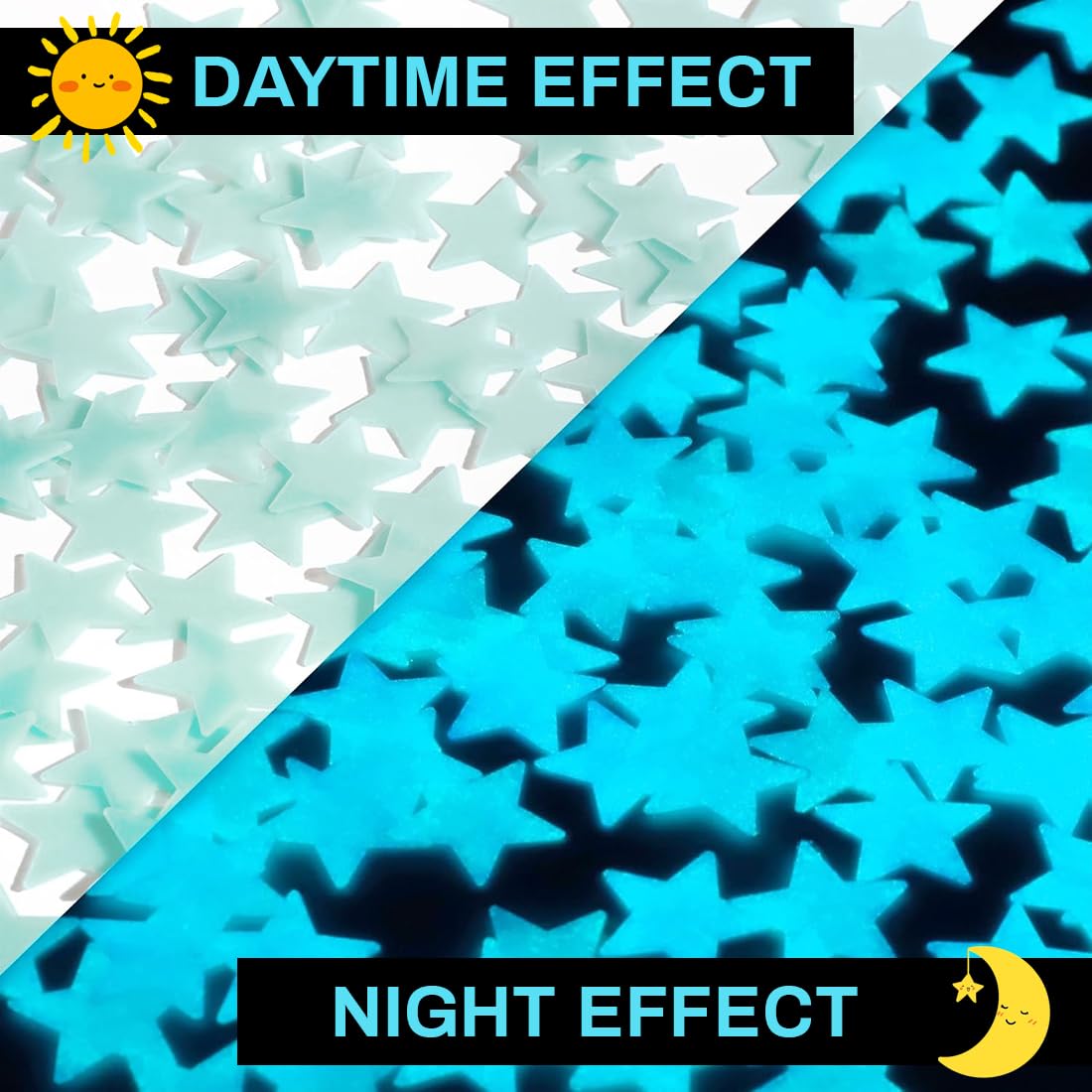 Estrellas Fosforescentes 3D 103 Piezas Para Techo, Decoración Luminosa Para Niños
