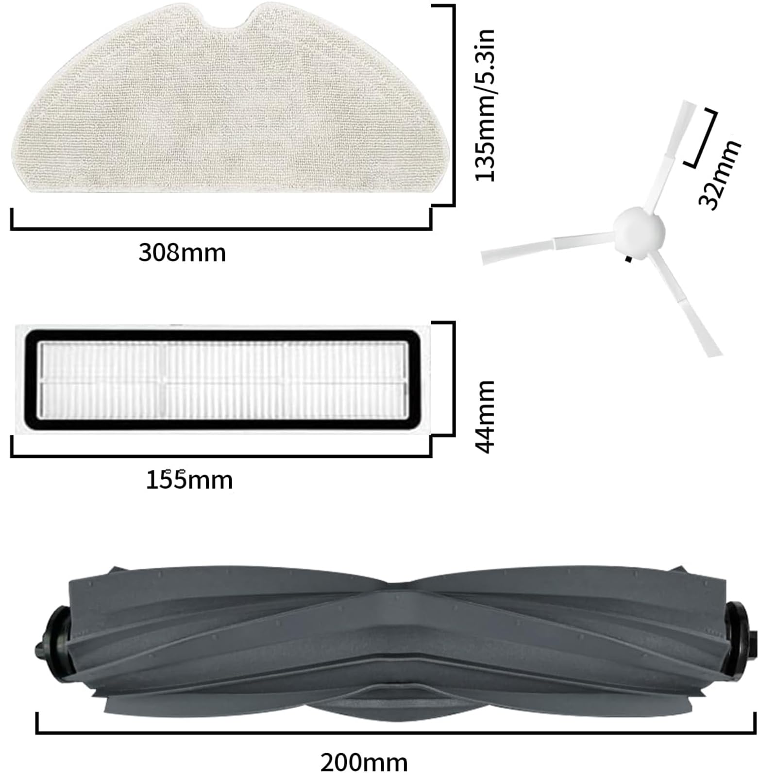 oGoDeal Kit d'accessoires pour Dreame D10 Plus, 4 serpillères, 6 sacs à