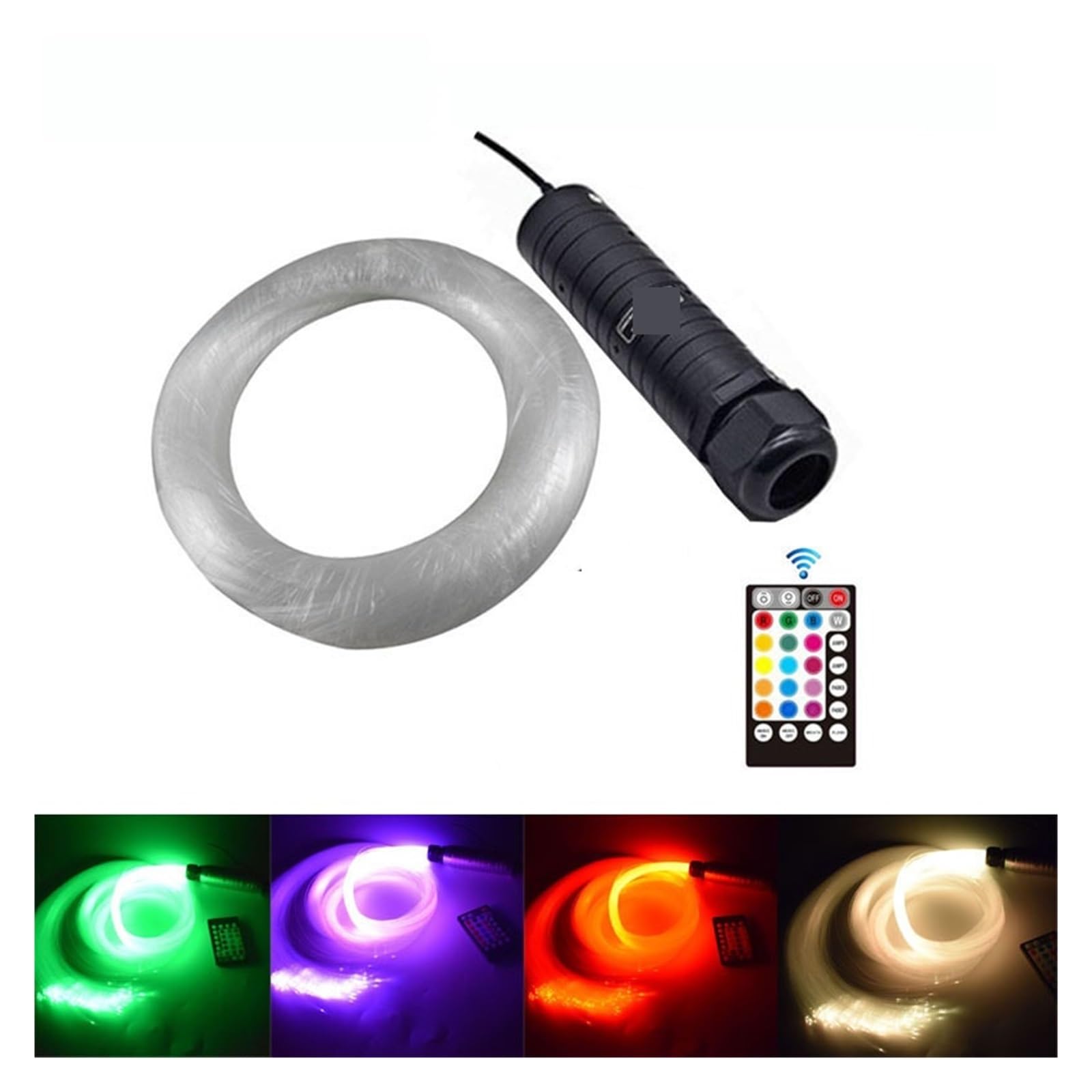 Oświetlenie wnętrza samochodu LED, Światła samochodowe LED światłowodowe, DC12V 6W RGB na dach samochodowy gwiazdki światła z kablem światłowodowym PMMA do oświetlenia sufitowego Światła nastrojowe w