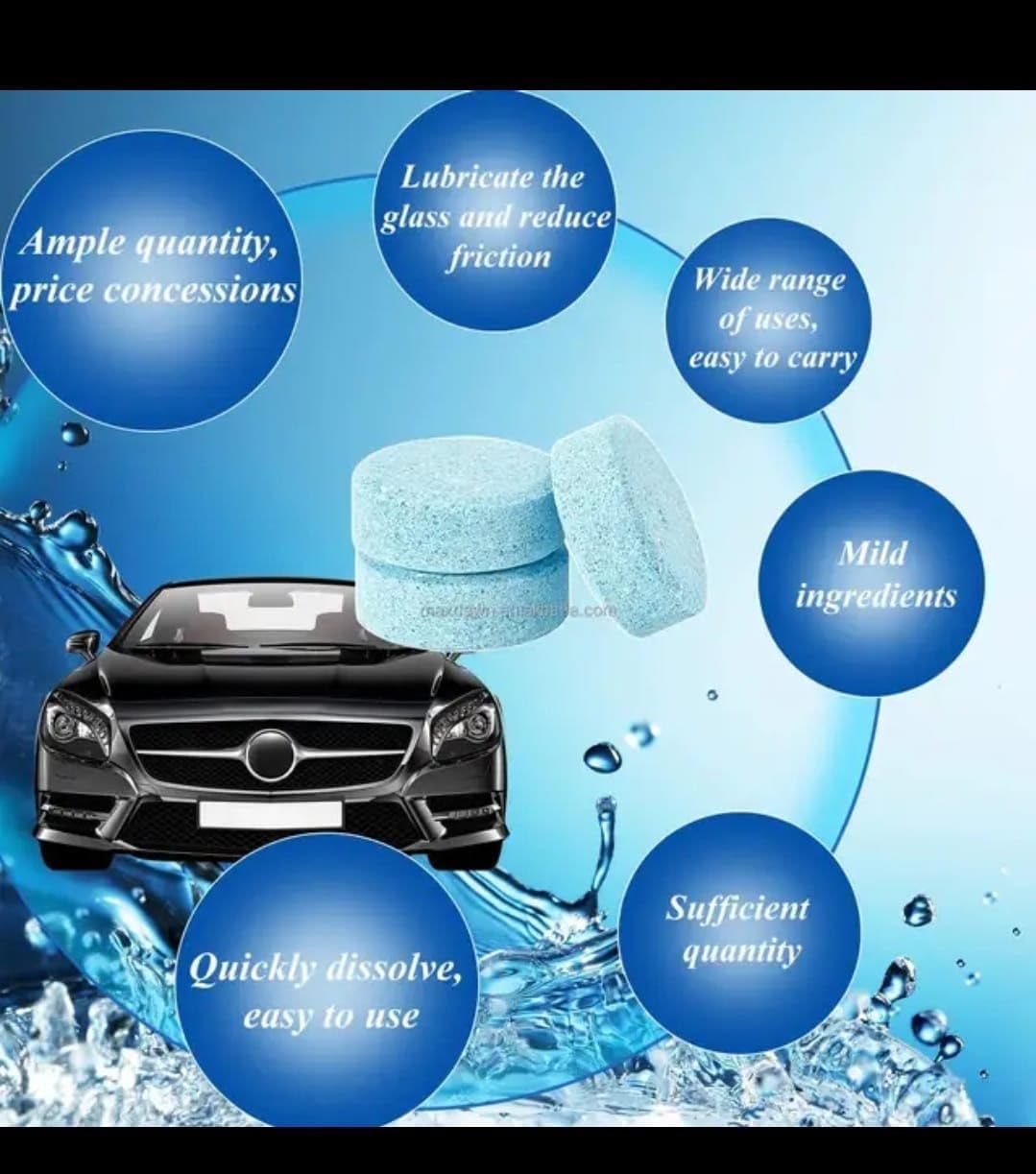 C.HERRY 25pcs Car Windshield Washer Tablets – Solid Effervescent Glass Cleaner for Auto Window, Wiper, Mirror – Compact, Powerful, Streak-Free Cleaning, Eco-Friendly, Long-Lasting Formula - Image 5 thumbnail