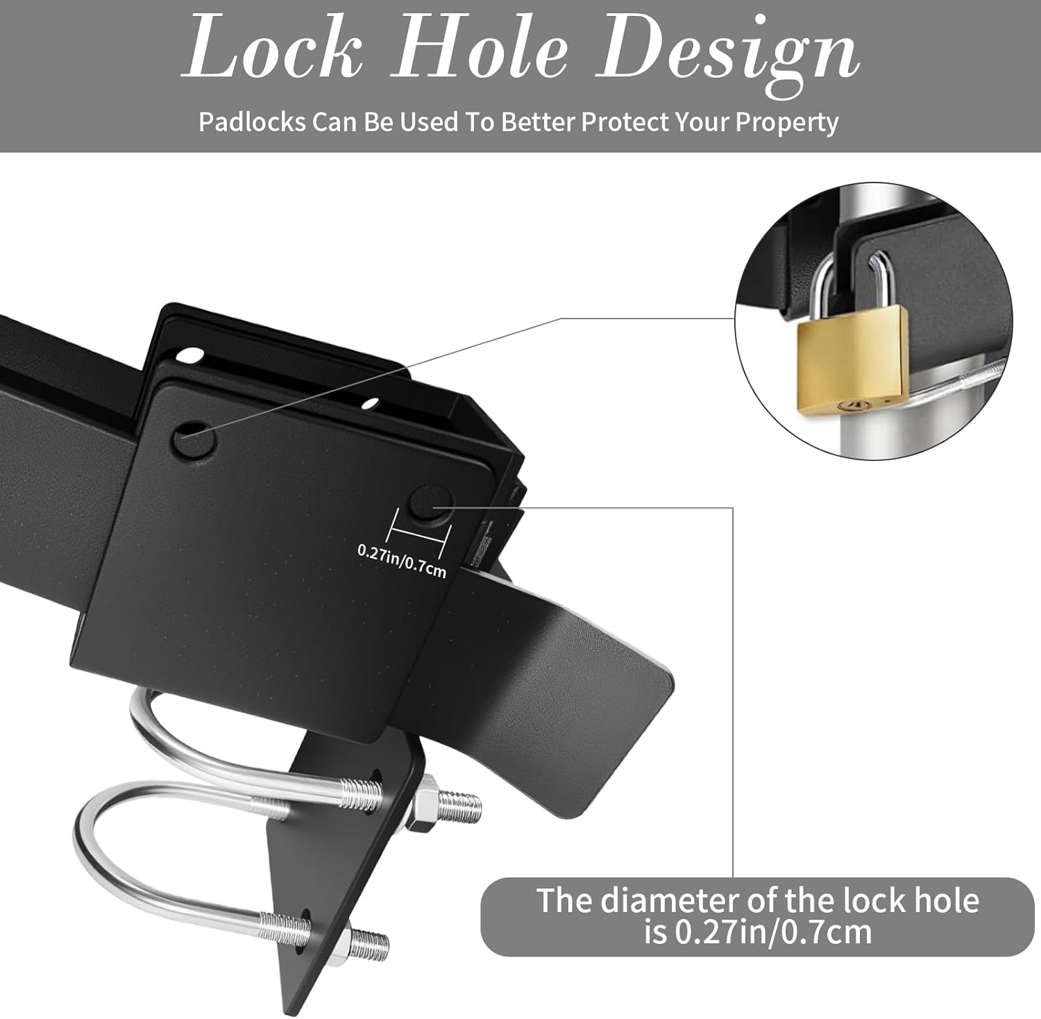 Heavy Duty Double Gate Latch for 1-3/8" Frame, Farm Gate Latch & Chain Link Fence Latch with Padlock Hole, Galvanized Steel Latches for Metal Gates on Ranch, Yard & Farm.