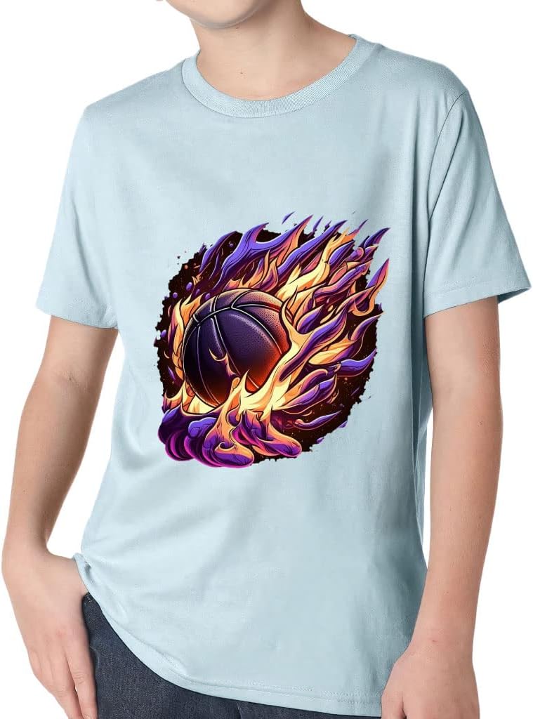 Basketball Fireball Kids' Classic Fit T-Shirt - Purple Flames T-Shirt - Cool Classic Fit Tee