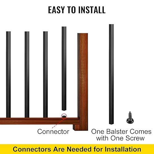 Miniatura 6 de VEVOR Balaustres - Paquete de 101 escaleras de 32 pulgadas con tornillos, barandilla cuadrada de aluminio, para porche, cubierta de escalera al aire