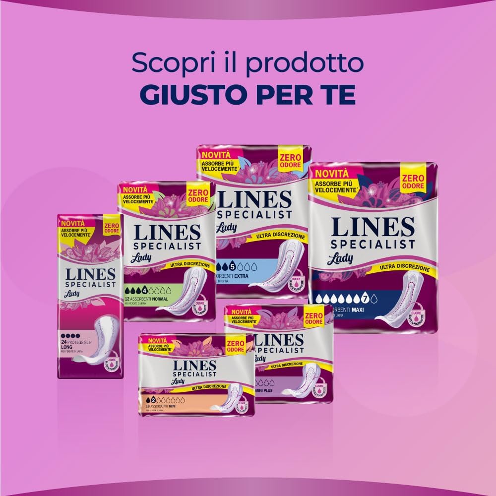 LINES Specialist Lady Normal Light Incontinence Absorbents, Pack of 48