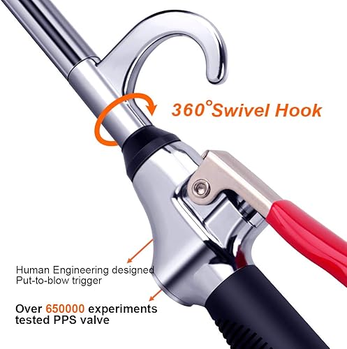 Miniatura 4 de Potente pistola de soplado de aire de alto volumen con boquilla de flujo de aire extensible, accesorios de compresor de aire neumático, herramienta