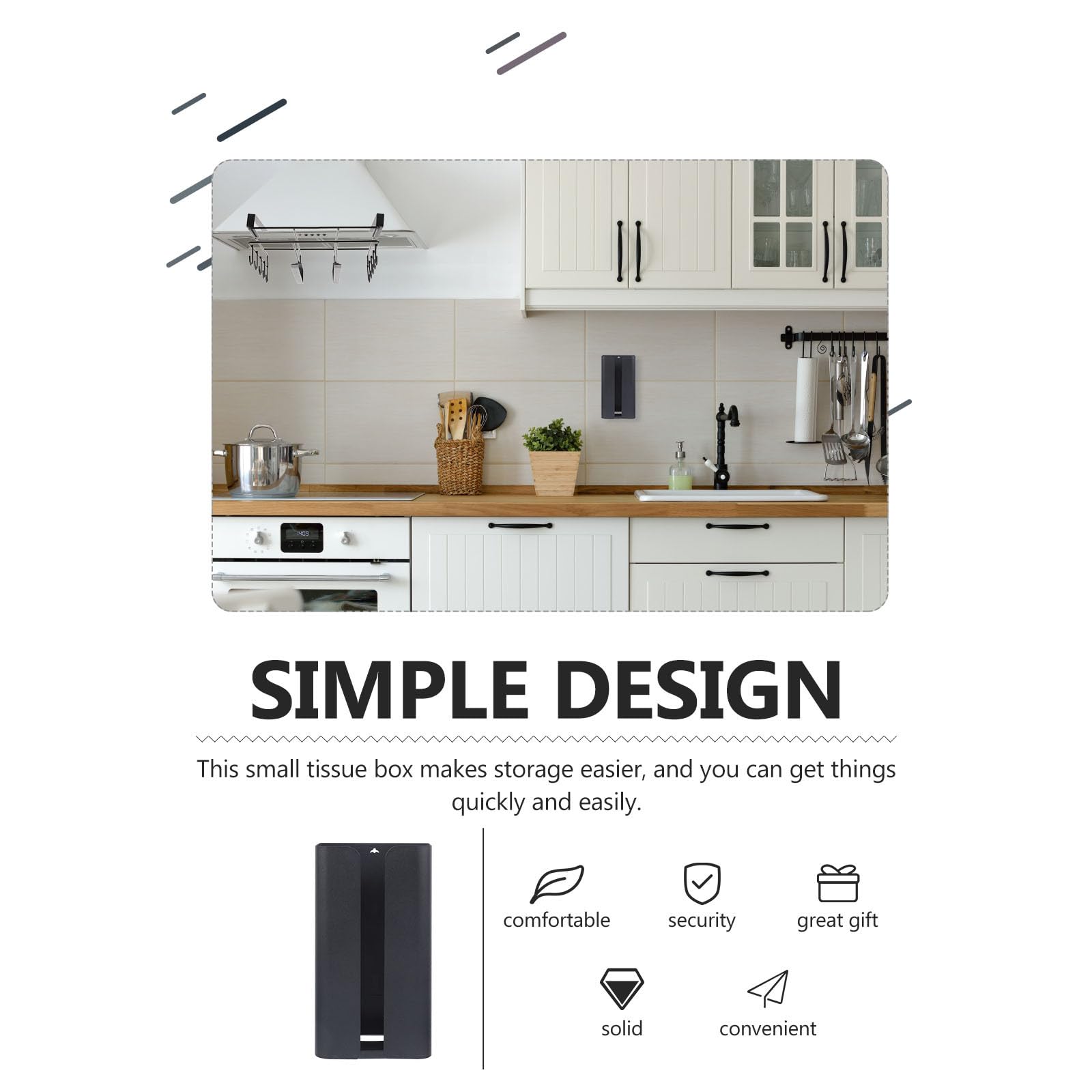 Dispensador de Servilletas Soporte Negro Multifuncional de Acero al Carbono Magnético Imán de Goma para Almacenamiento y Decoración para Cocina y Hogar