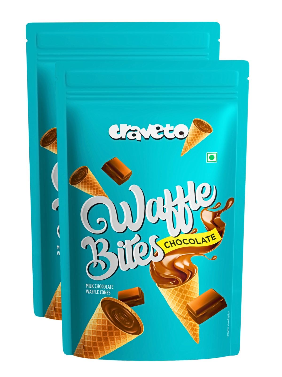 Craveto Chocolate Waffle Cones - Pack of 2 | 200g (100g x 2) | Crunchy Mini Waffles with Chocolate Cream | Choco Filled Cones | Ice Cream Topper | 100% Eggless-image-36