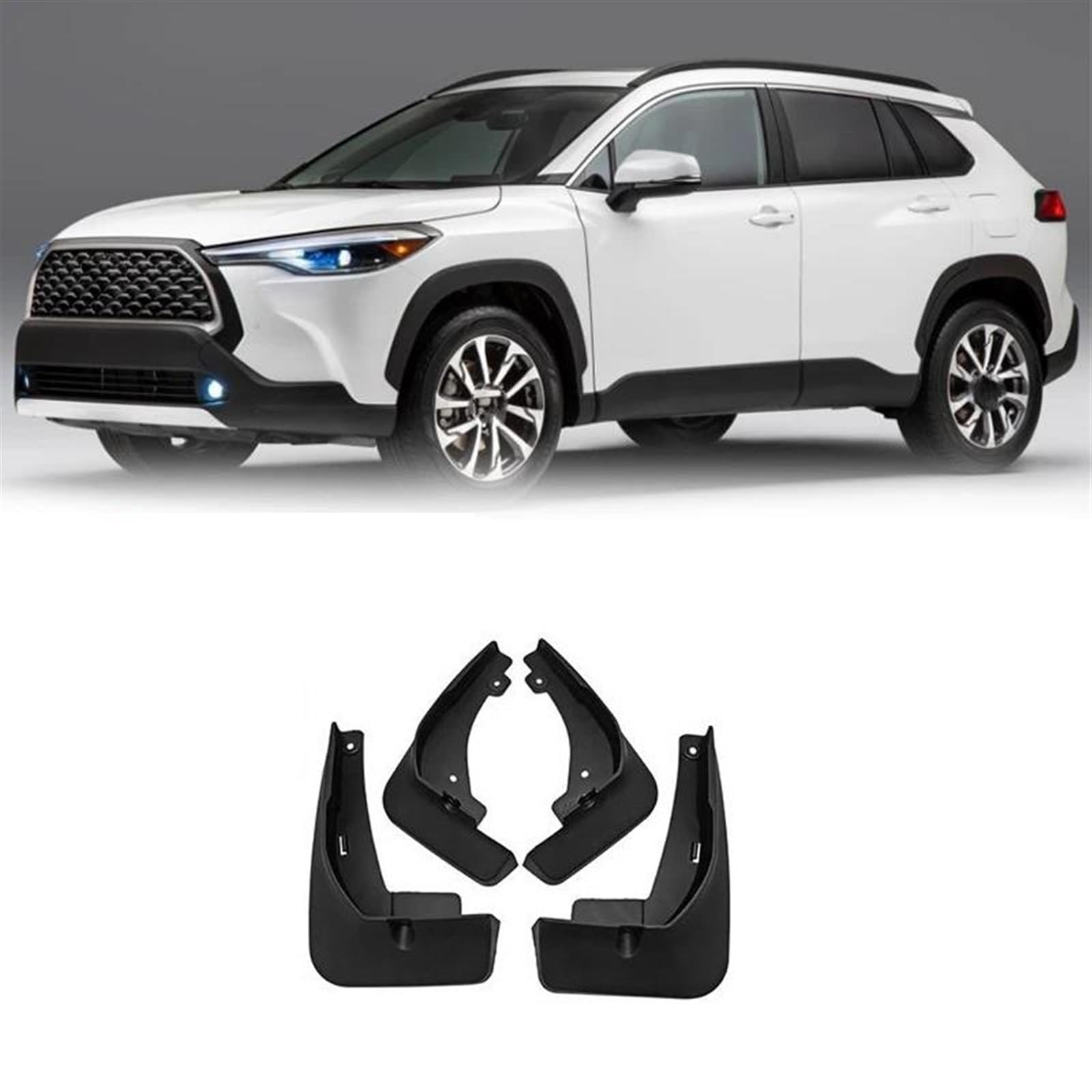 4-Piece Mud Flap Set For 2022-2024 Toyota Corolla Cross - ABS Plastic Splash Guards, Easy No-Tire-Removal Install