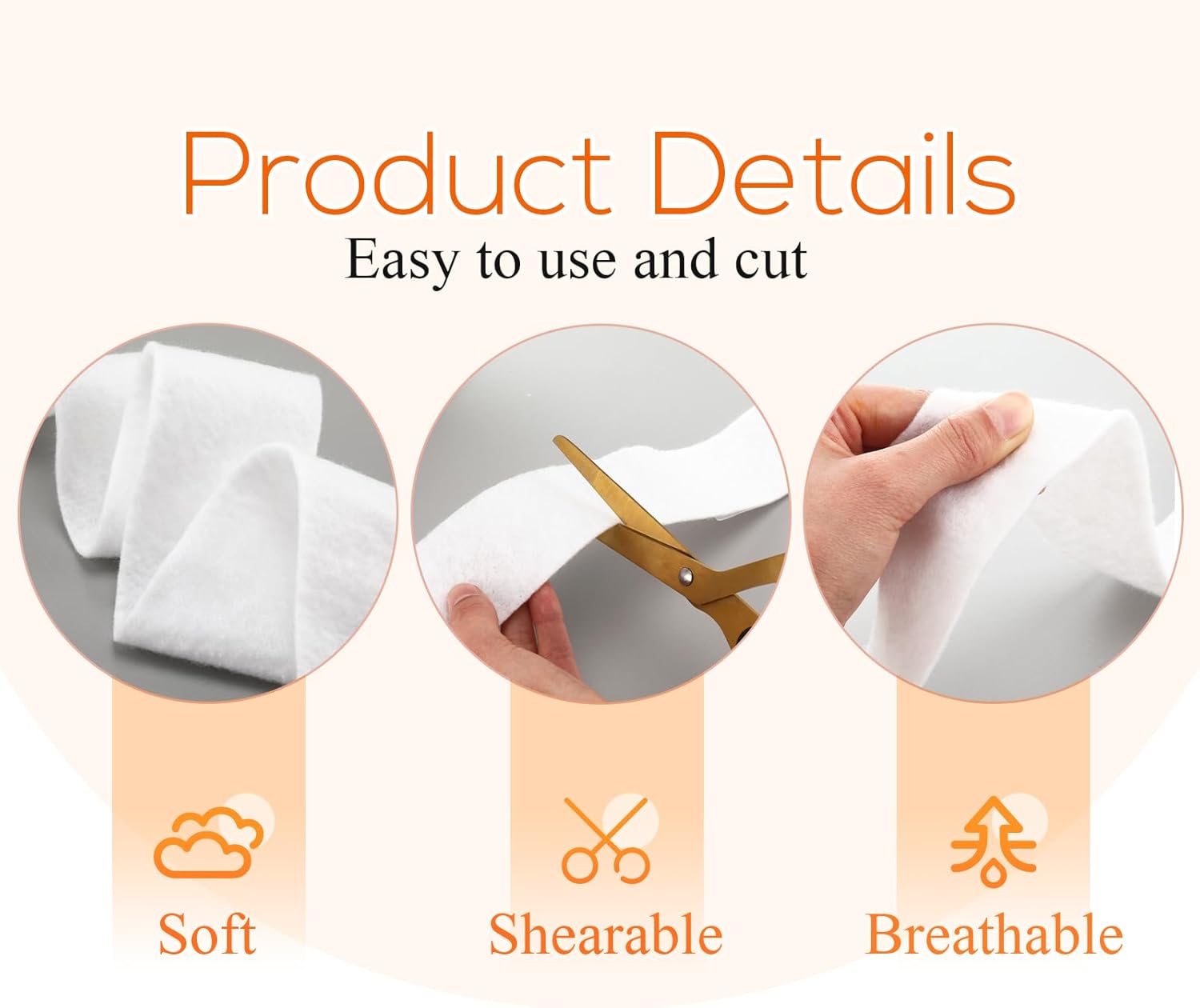 HunnmingRe 3 Rolls Batting Strips, 2 1/2, 2 1/4, 2 Inches, Total 150 Yard Cotton Blend Batting Roll Fabric Strips for DIY Sewing Quilts Needle Punched Braided Rug Purse