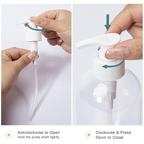 Miniatura 4 de Yebeauty Dispensador de botellas con bomba, paquete de 2 unidades de 13.5 oz13.5 fl oz, dispensador de jabón para loción para platos, contenedor de