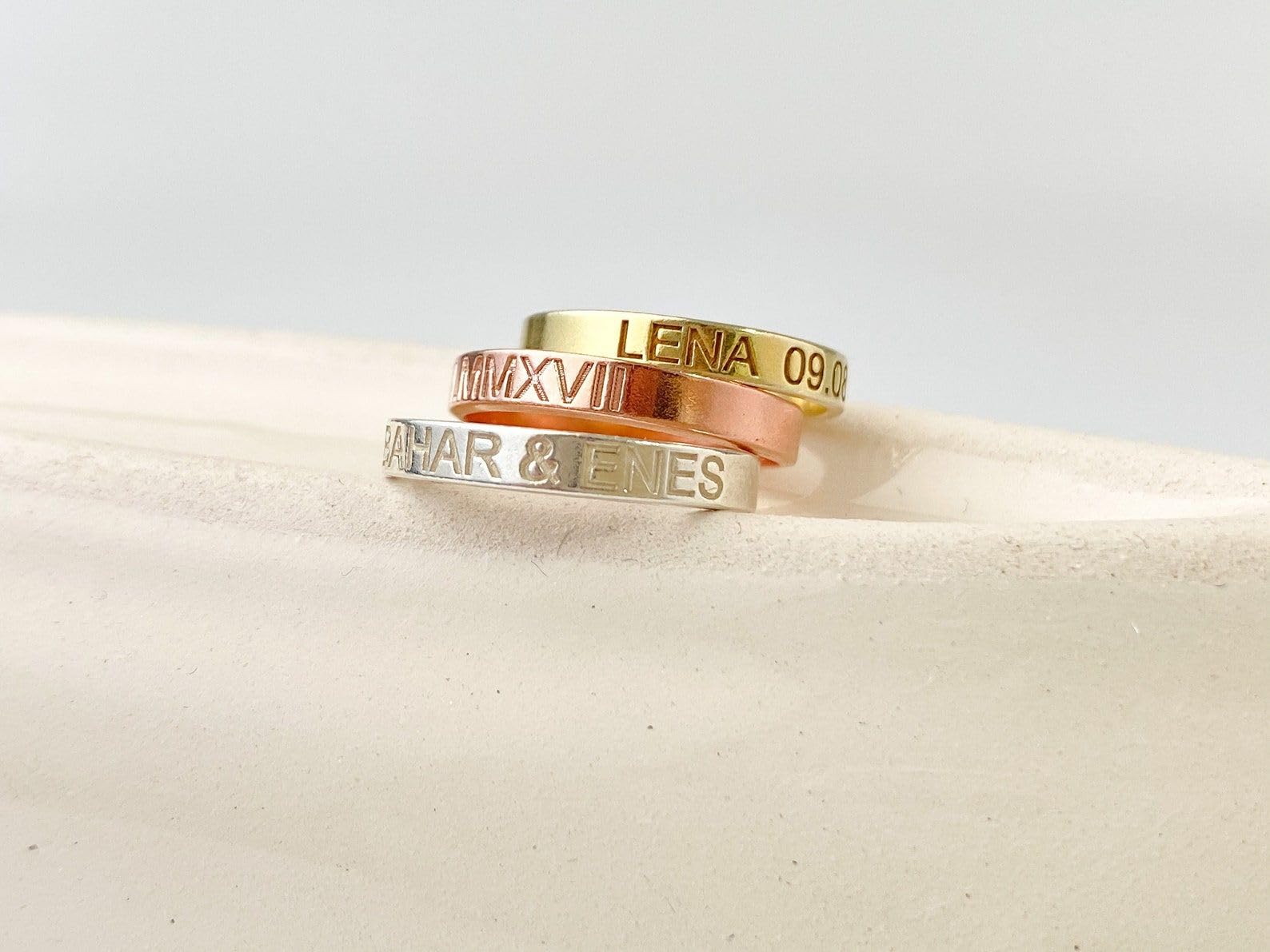 Personalisiert Sterlingsilber Namensring stapelbar Mütter Schmuck