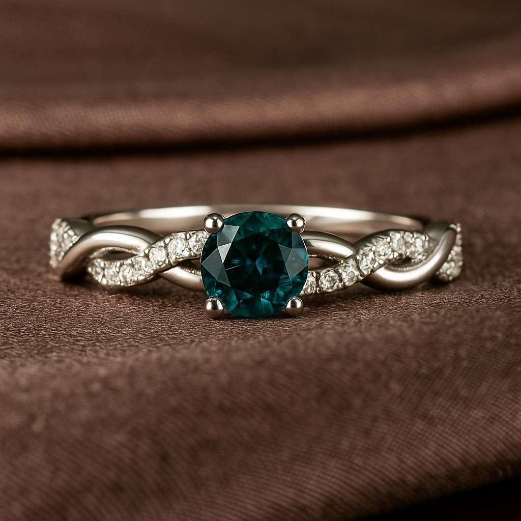 Natural London Blue Topaz Ring for Women in 14K Gold or 925 Sterling Silver | Round Blue Gemstone with Lab-Grown Diamond Accents | Twisted Infinity December Birthstone Promise or Anniversary Ring | Fine Jewelry Gift
