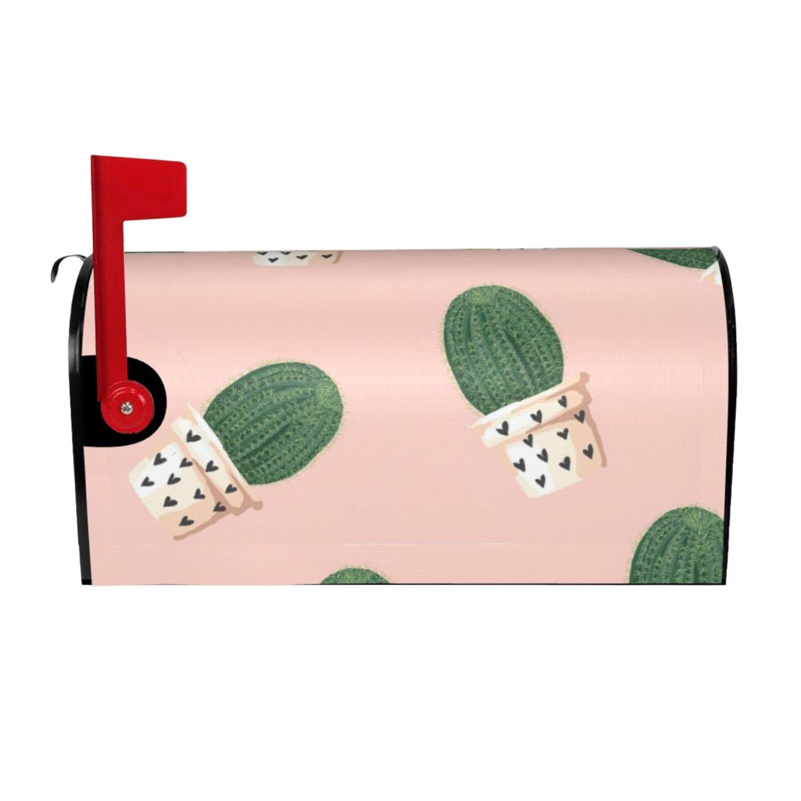 Cactus Pink Print Mailbox Cover Wraps Post Letter Box Cover Decor For Outside Garden Yard Farmhouse Home