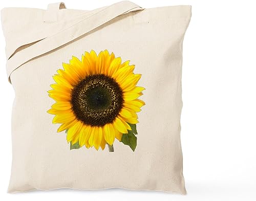 CafePress Bolsa de asas de girasol Bolsa de asas de lona natural, bolsa de compras reutilizable, Caqui, S