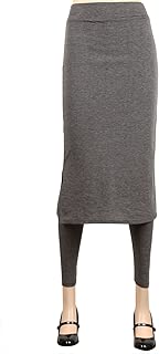 ililily Long Knee Length Skirt with Full Length Slim Stretch Active Leggings - coolthings.us