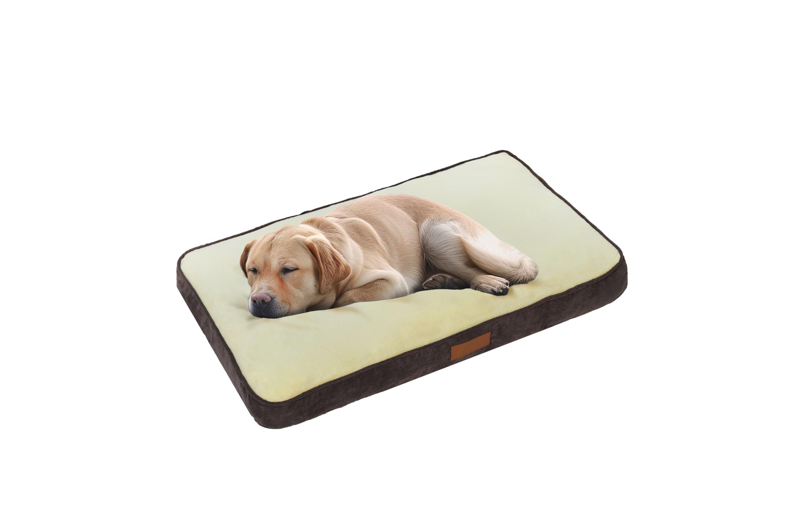Ellie-Bo Jumbo High-Density Orthopaedic Foam Dog Bed for 60-inch Dog Cage/Crate - Brown Corduroy/Beige FauxFur