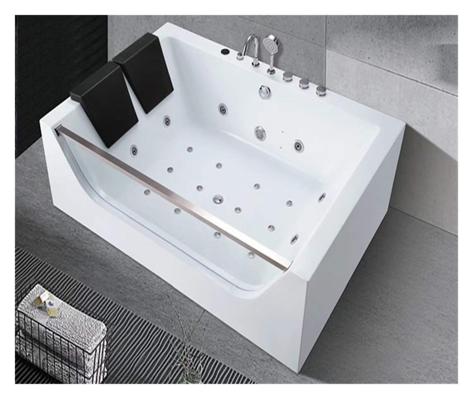 Reposacabezas De Almohada De Bañera Almohada De Masaje para Bañera Impermeable Elástica De Borde Recto para El Cuello(Negro)