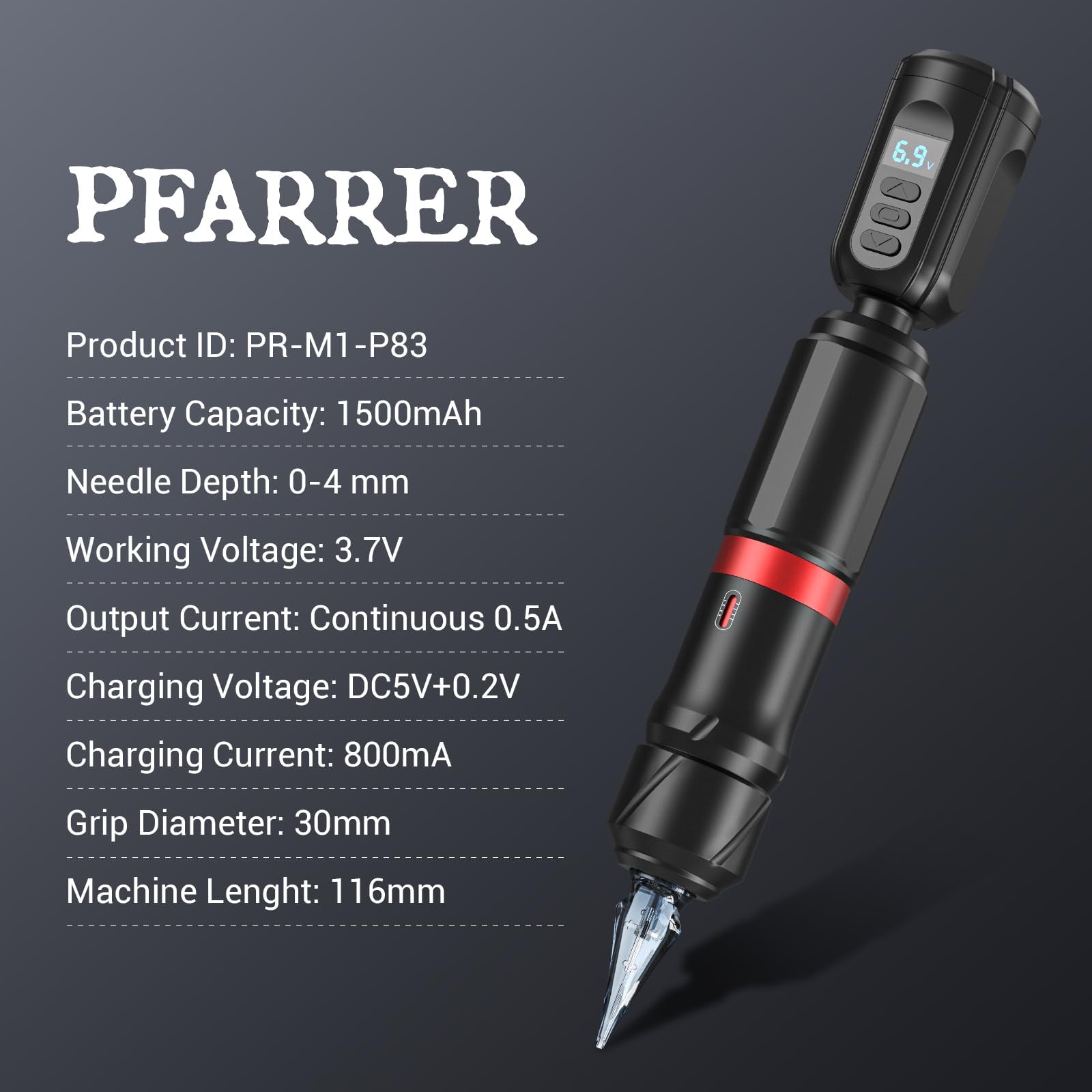 PFARRER maquina de tatuar kit completo Rotativa Máquina con 4 Modos Batería 10pcs Agujas Tatuaje Cartucho 10 Tinta Tatuaje Profesional for Principiante y Artistas PRP83KITEU-1