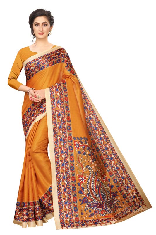 RERE Exceeded Ex Traditional Saree with Zari Border Saree With Blouse Piece, MUSTARD