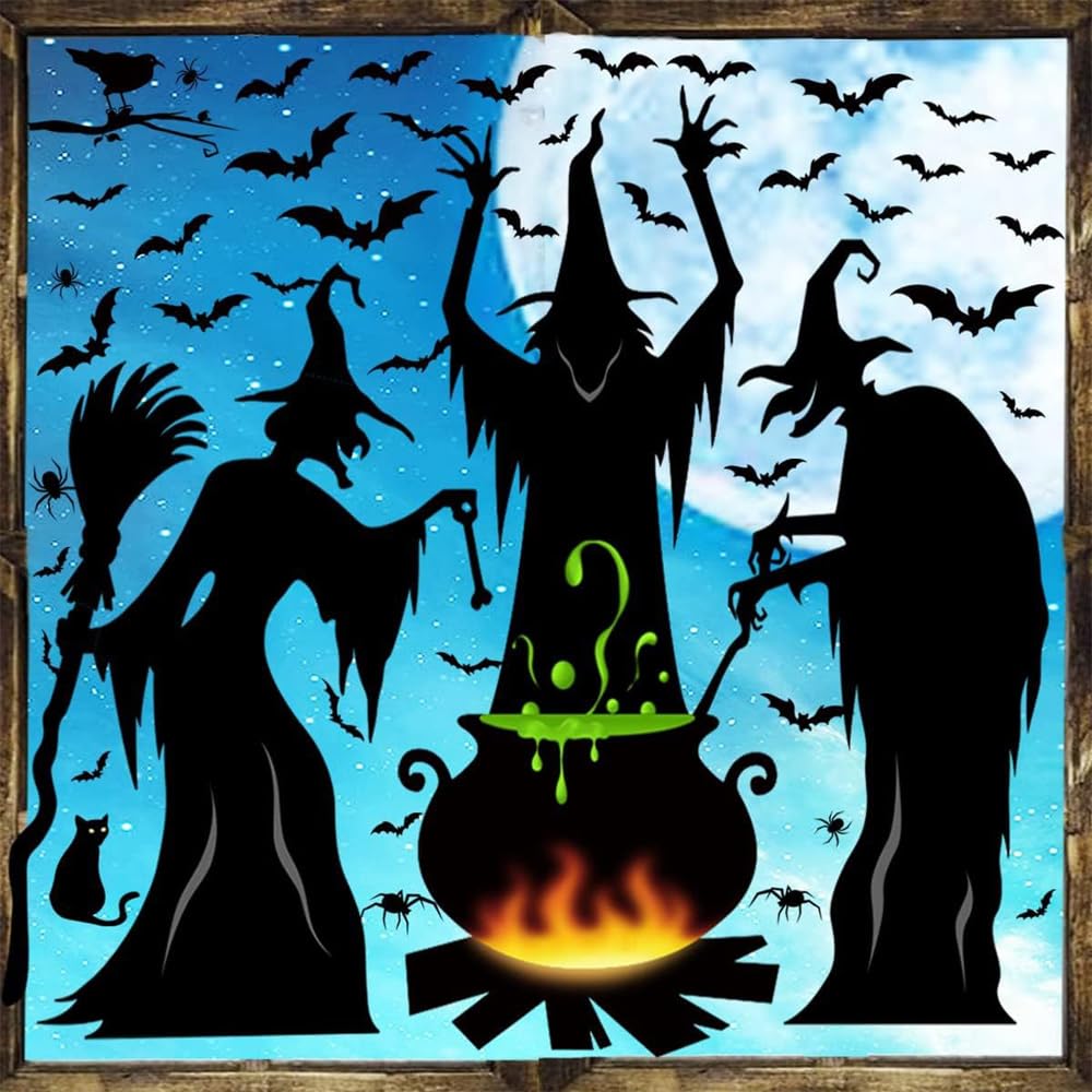 Extra Large Halloween Window Clings Halloween Black Cat Window Clings ...
