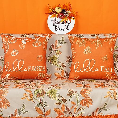 ONWAY Hello Fall Pillow Covers, 18 × 18 in, 2 Pack, photo 2 on Amazon.com