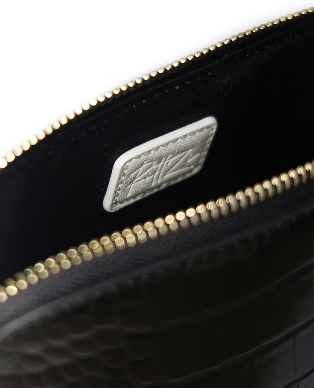 Tuxedo Crocodile Cosmetic Bag – Luxury Vegan Leather Makeup Bag, Black & White Travel Organizer