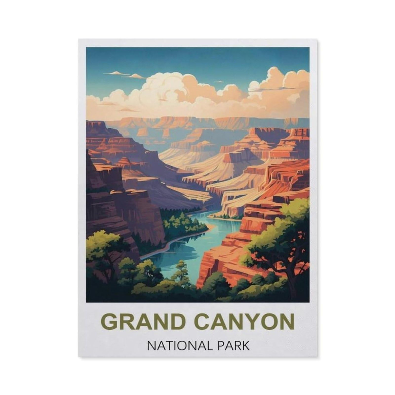 BEAYODKP Grand Canyon National Park Vintage Travel Poster，Diamond Art Kits for Adults and Kids, Full Drill Round Rhinestone Paint with Diamonds（30 x 40 cm/11.81 x 15.74 inches）-CA41