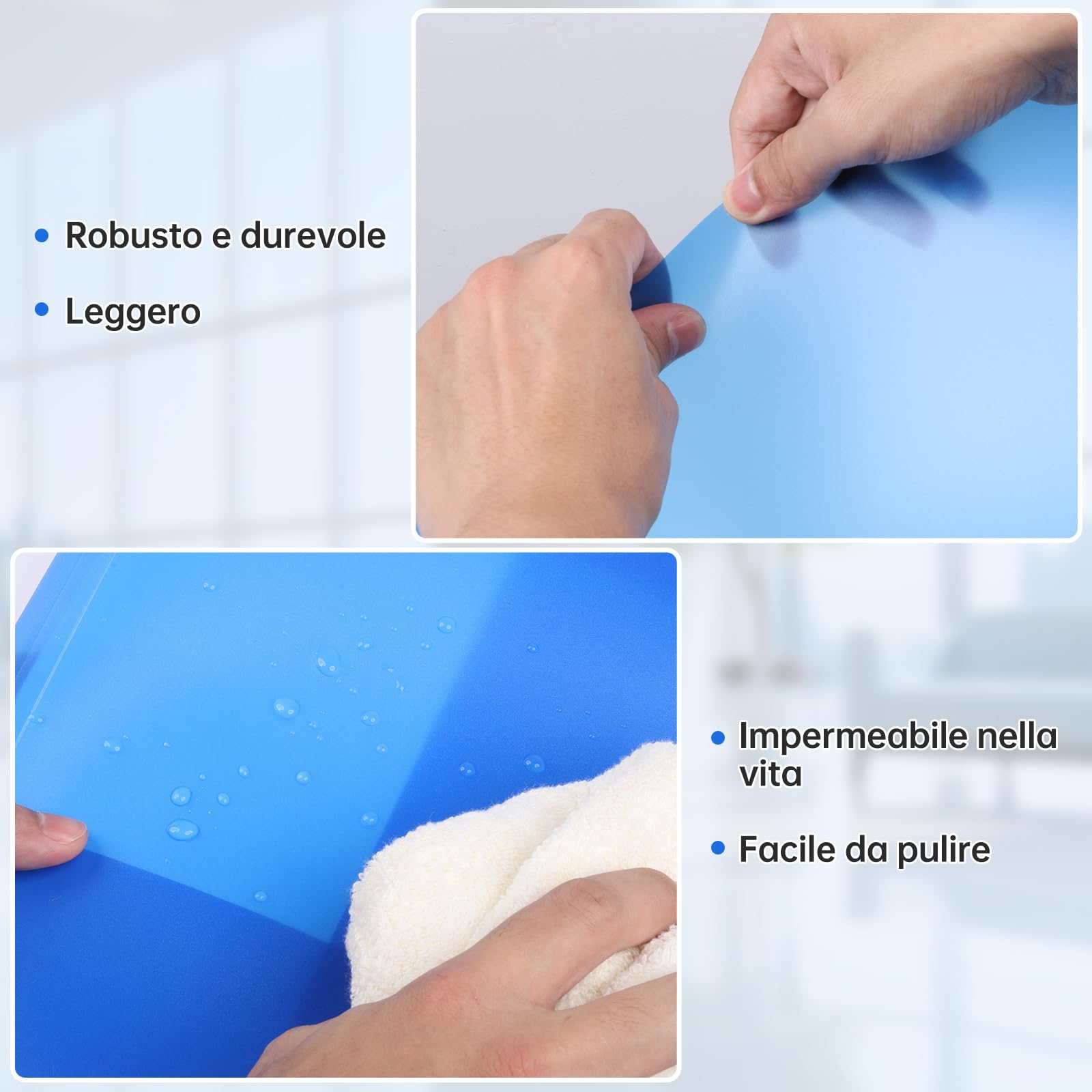 FRETONBA Cartelline con Elastico, Cartelline Portadocumenti 10 Pezzi, Cartellina Porta Documenti, Cartellina 3 Lembi Materiale PP, Blu