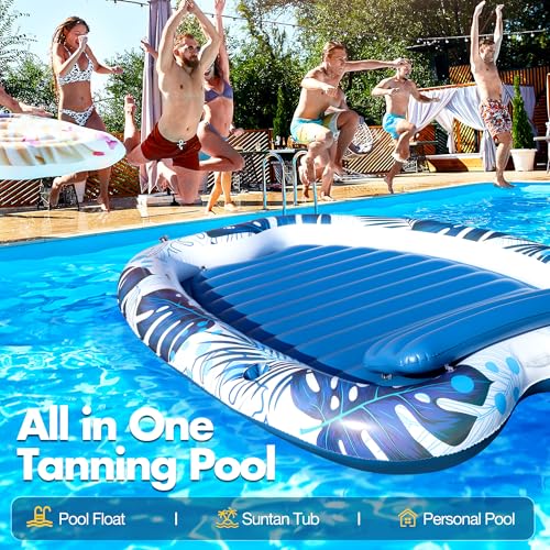 Miniatura 7 de Lanocean Colchoneta Piscina Adultos, 230x170cm Flotadores Piscina Adultos Con 2 Portavasos, Colchonetas Hinchables Para Piscinas Gigante Con Reposacabezas, Colchoneta Playa Para Piscinas Y Jardines