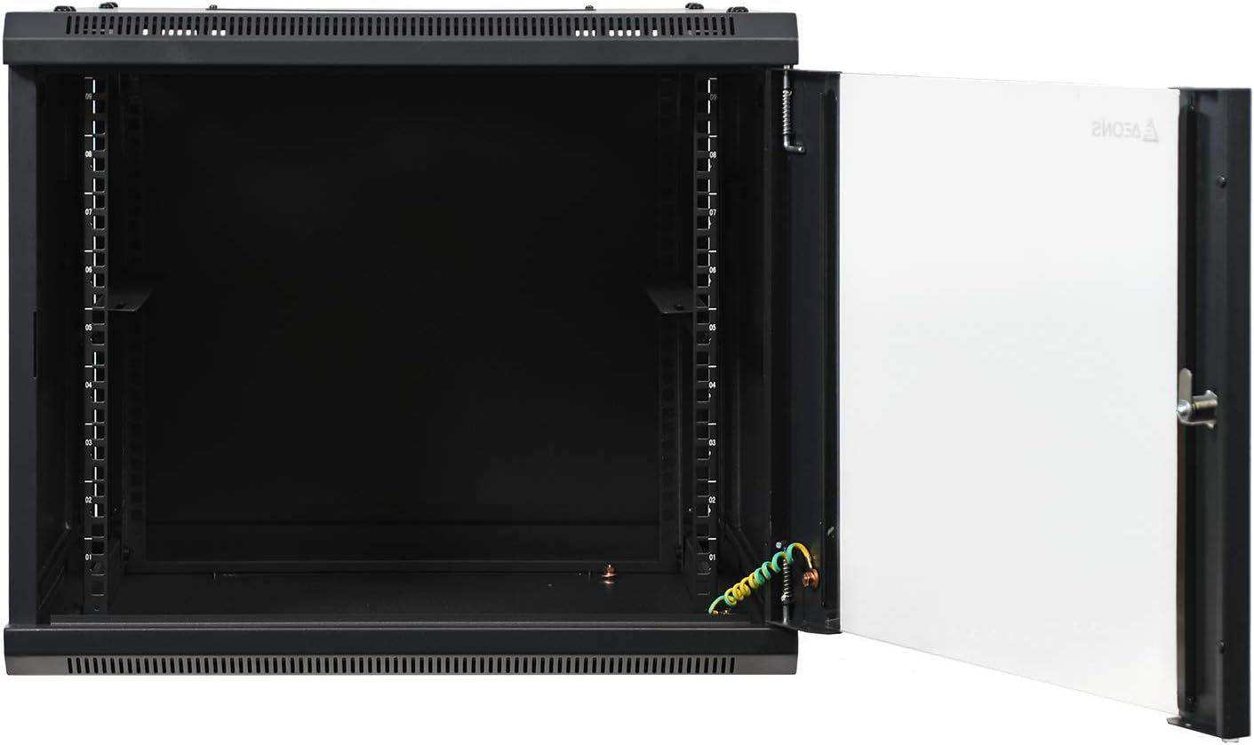 Aeons 9U Signature Wall Mount 19-inch IT Network Cabinet Enclosure Server Rack 22-inch Depth Glass Door
