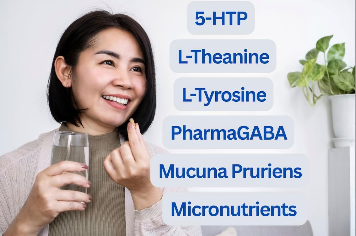 Low Key - Calm & Mood Support Supplement | Amino Acid + B-Vitamin Complex for Relaxed Focus & Positive Outlook | Non-GMO Gluten Free | 120 Capsules