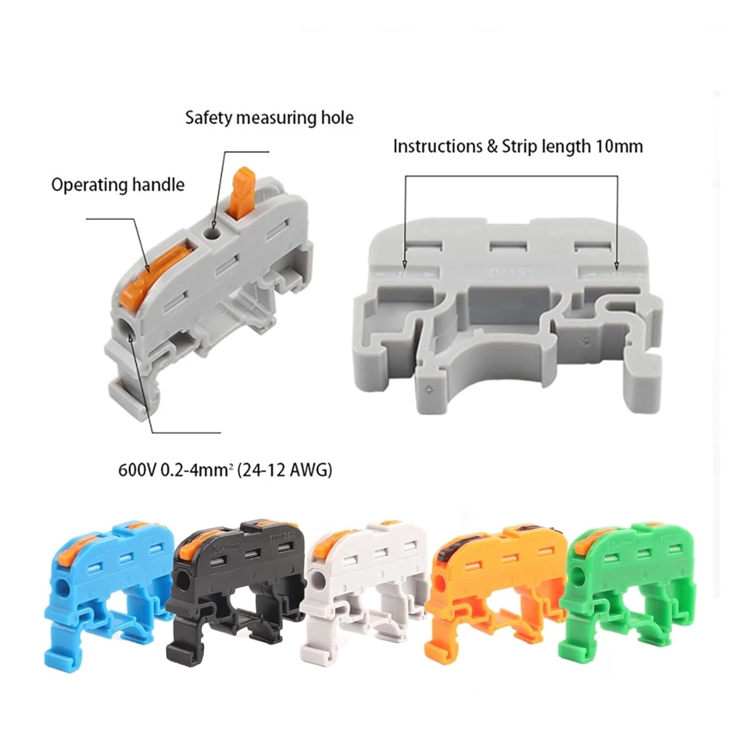 Quick Wire Connector 211 Din Rail Type Press Terminal Instead of UK2.5B Compact Splicing Conductor Cable Block SPL(211O,25PCS)