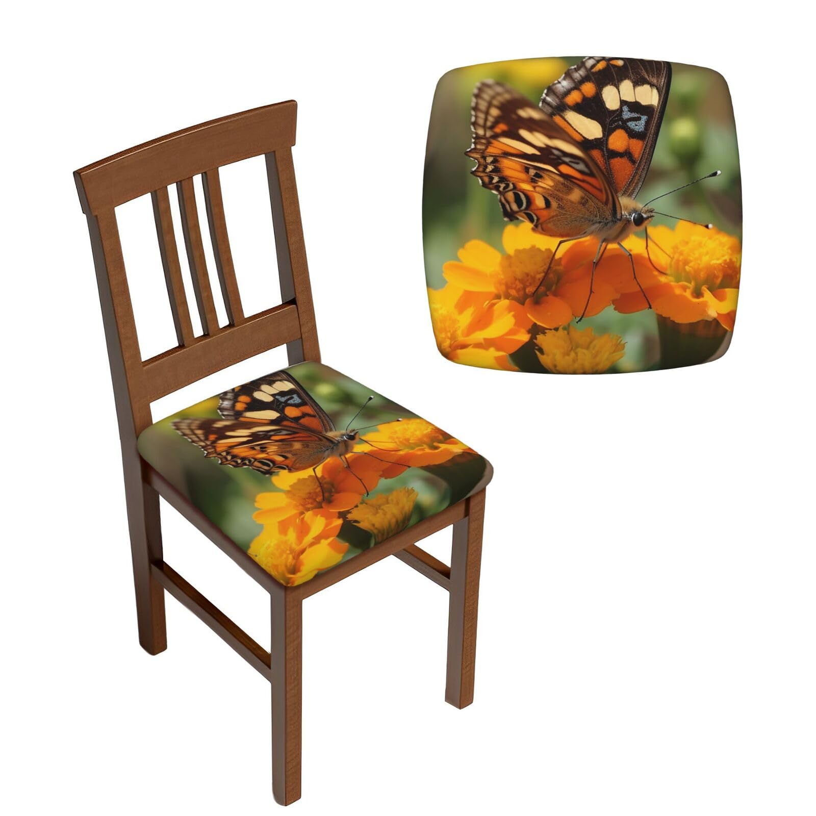 Housses de chaise de salle à manger imprimées de fleurs sauvages et papillons