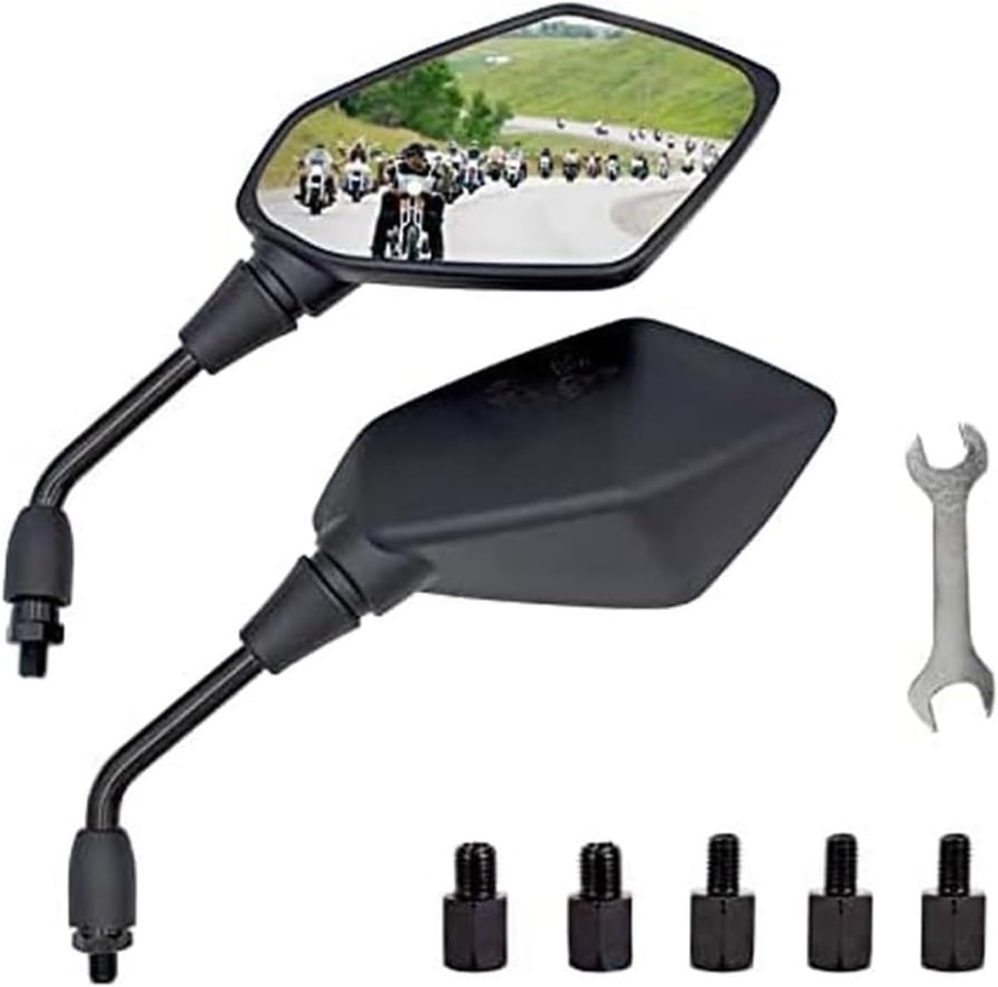 Motorcycle Rear View Mirrors For M8 M10 Threaded Bolt Double Take Mirror Mount Compatible With Motorcycle Scooter Motorbike Handlebar Universal Rear View Mirrors(M10)