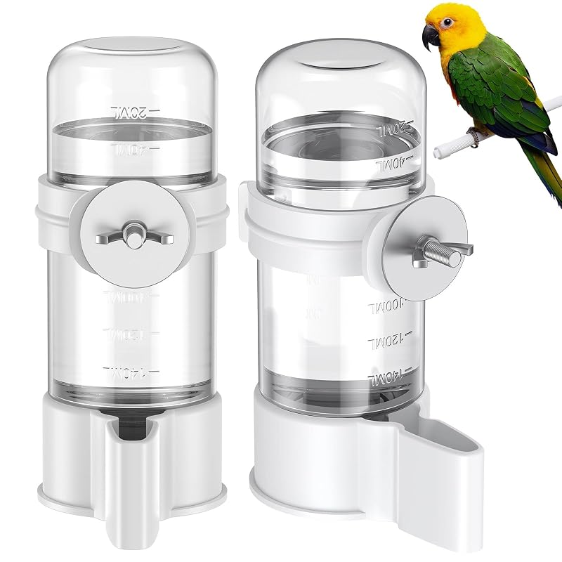 Bebedouro automático para aves Pawfly em PP com alimentação por gravidade Branco, pacote com 2
