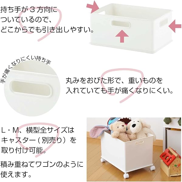 サンカ インボックス 「カラーボックスにぴったりフィット」する収納ボックス Lサイズ ブラック (幅38.9×奥行26.6×高さ23.6cm) 3方向取っ手付き 積み重ね可能 おしゃれ 引き出し キャスター取り付け可 日本製 inbox 収納ケース squ+ squ+ NIB-LBK - 3