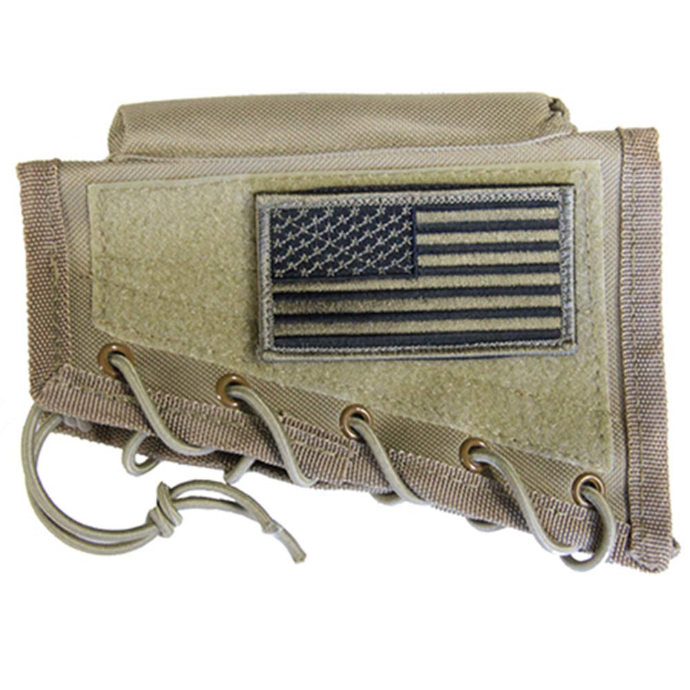 M1SURPLUS Tan Color Cheek Rest Stock Pad + USA Flag Patch Fits Savage 22 A17 A22 B22 64 64F FV-SR 64FXP 64FSS Mark I II 42 Takedown