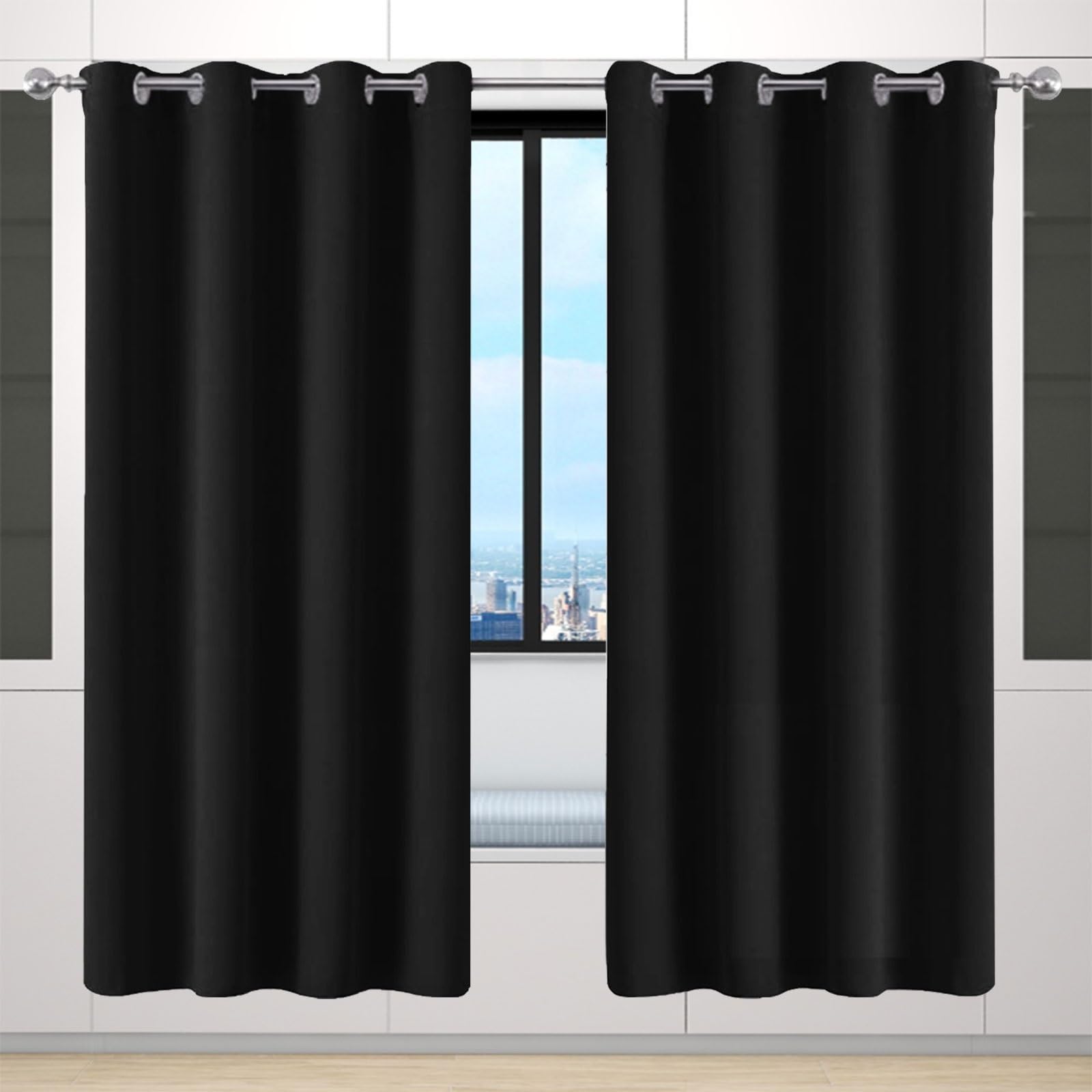 Rideaux Occultants 170 X 165 Cm Rideau Thermique Isolant Anti Chaleur Rideau Phonique Anti Bruit Avec Oeillets, Protection La Vie Privée Pour Chambre Adulte Salon, Blanc