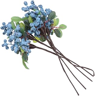 MILISTEN Bouquet Filler 5pcs Christmas Blue Berry Pick Artificial Holy Berry Stems Fruit Flower Branches DIY Christmas Wreath Crafts Ornament Holiday Floral Decor Artificial Fruit