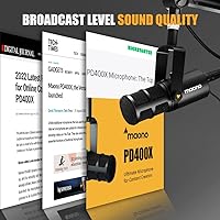 Vista 2 de MAONO Micrófono dinámico, micrófono de PC Podcast USB/XLR con software, ecualizador, toque para silenciar, conector para auriculares, perilla