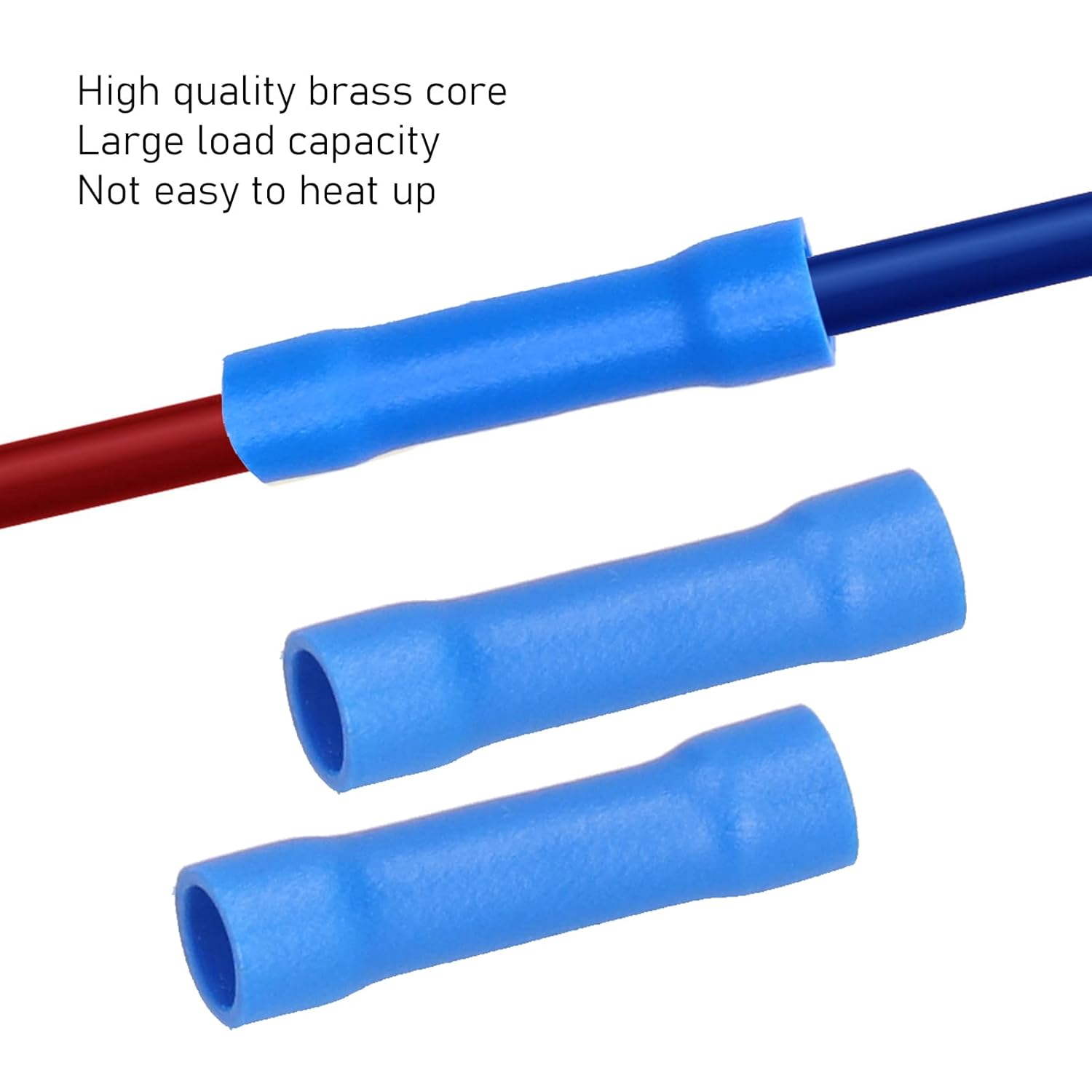 1000 Pcs Blue Butt Connectors Fully Insulated Crimp Terminal Connectors Brass Core ABS for Automotive Electronic Applications(1.5-2.5mm²), Terminals