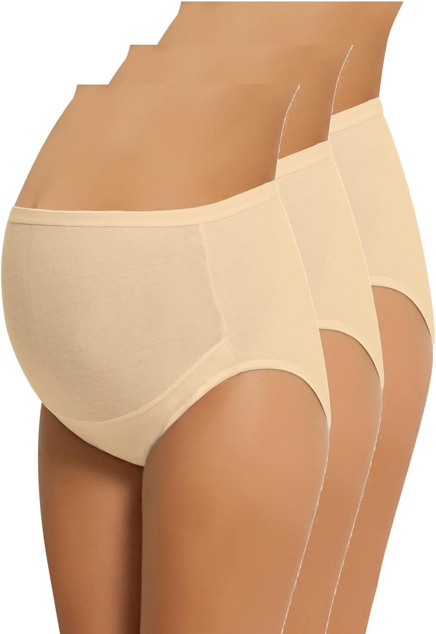 Women's Plus Size Maternity Panties High Cut Cotton Over Bump Underwear Brief - Sizes Small to XXX-Large