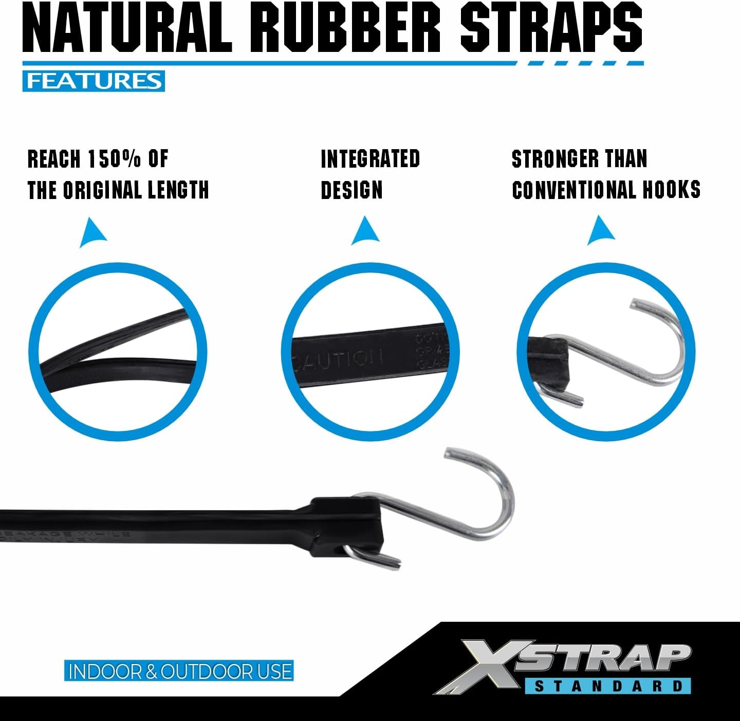 XSTRAP STANDARD 20 Pack 15'' Adjustable Rubber Tarp Straps, EPDM Bungee Cords with Metal S Hooks Tie Down Straps for Outdoor, Tarp Covers, Canvas Canopies, Motorcycle, and Cargo