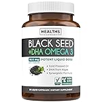 Cold-Pressed Black Seed Oil Capsules - Vegan Non-GMO Nigella Sativa Black Seed Oil Supplement with Omega 3 DHA for Full Body Wellness & Brain Support - Vegan Omega 3 & Thymoquinone-Rich (1 Month)