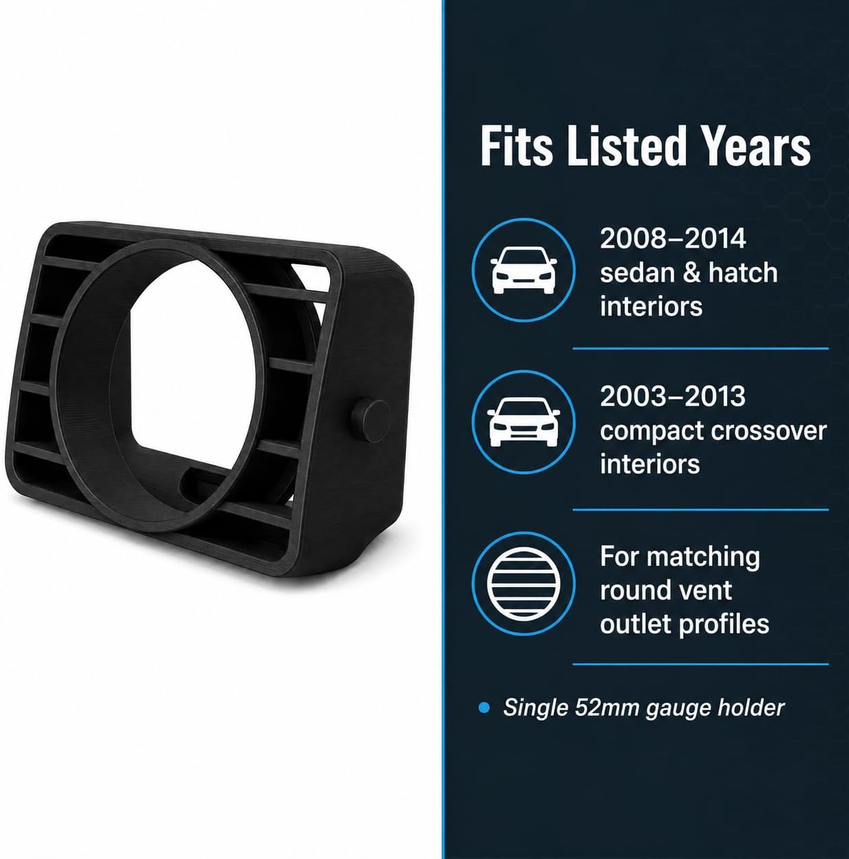 SplashNColor 52mm Boost Gauge Vent Pod Mount Compatible with WRX STI and Forester – Snap-On Dashboard Placement | Clean Driver Sightline Instrument Holder